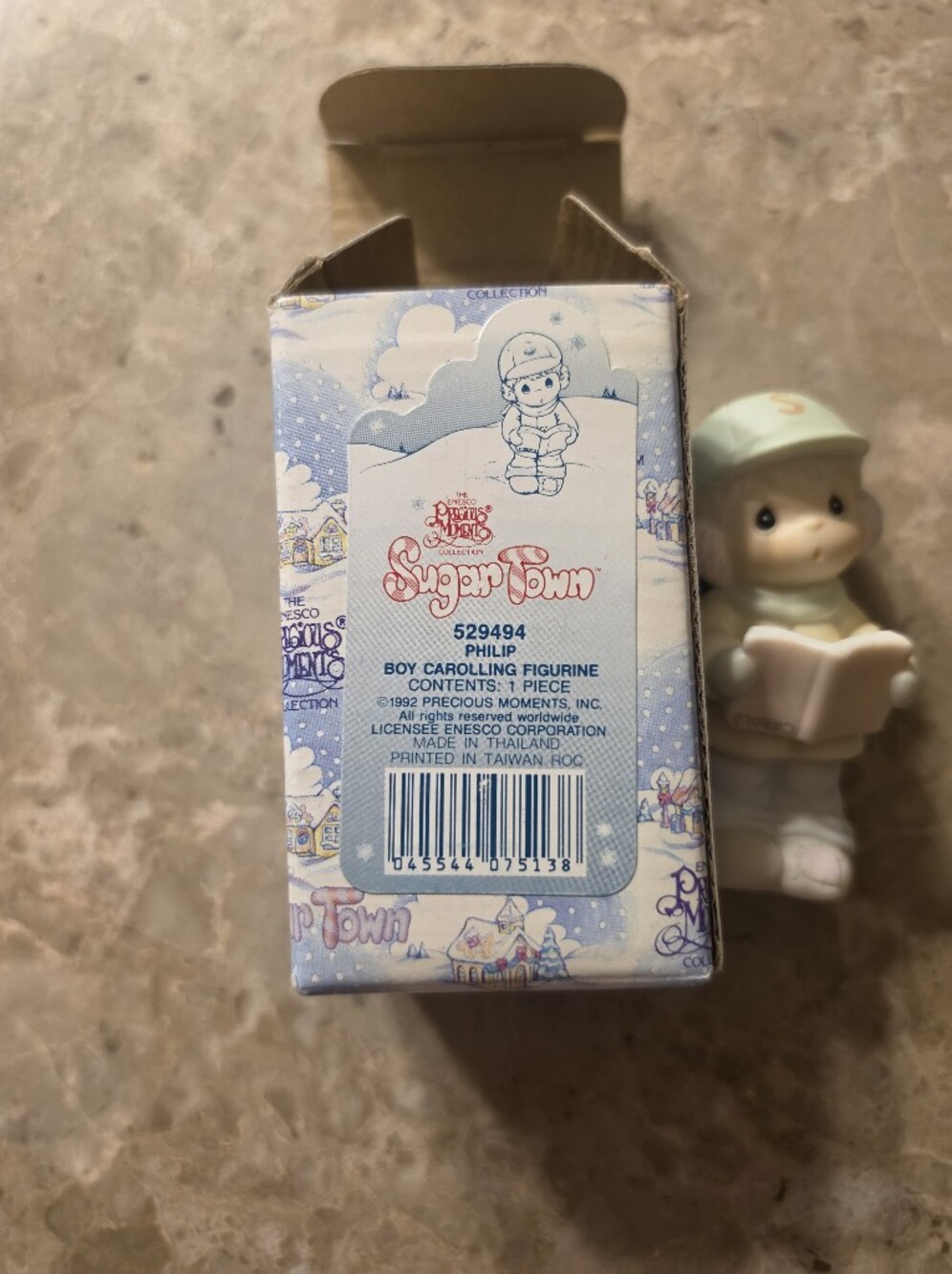 Precious Moments Boy Bath Figurine in Cream and Light Green Hat